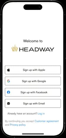 Headway savdo ilovasi aks etgan telefon rasmi