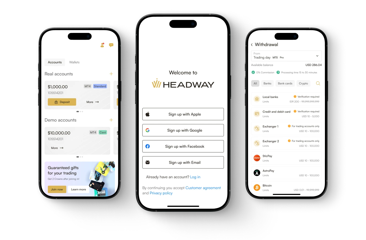 Headway savdo ilovasi aks etgan telefon rasmi